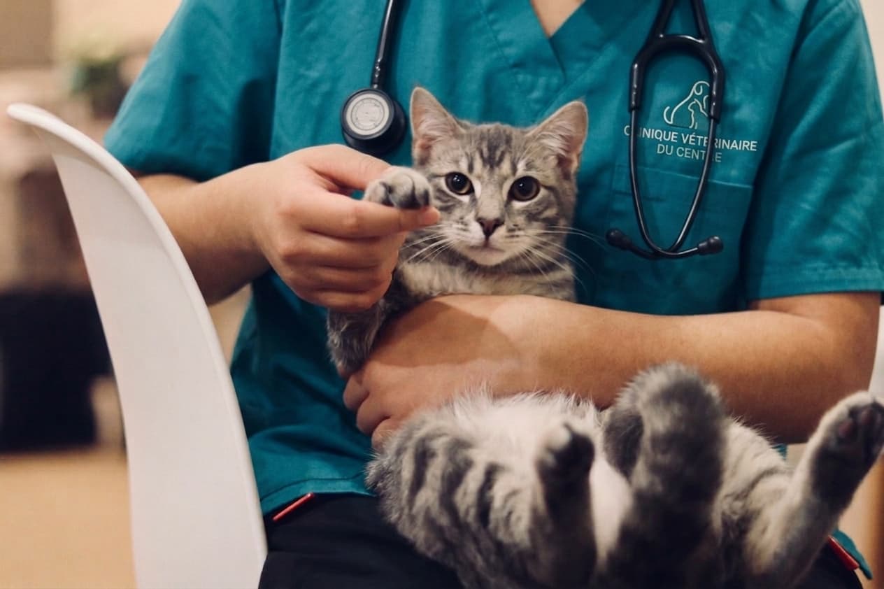 Veterinary consultation for a cat